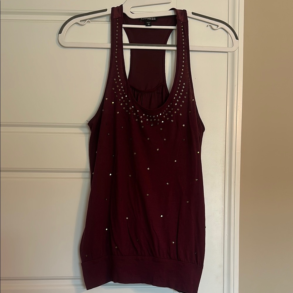Express Purple Embellished Tank Top